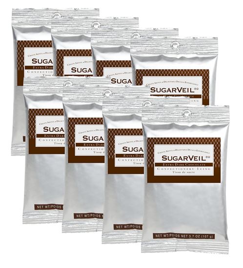 Picture of SugarVeil Extra Dark Chocolate Confectionery Icing 8 pack of 3.7 oz. pouches