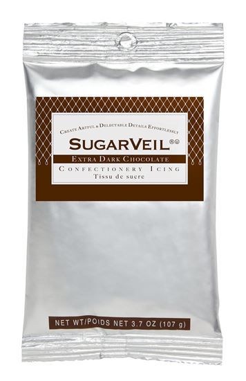 Picture of SugarVeil Extra Dark Chocolate Confectionery Icing 3.7 oz. pouch