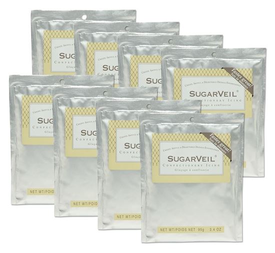 Picture of SugarVeil White Confectionery Icing 8 pack of 3.4 oz. pouches